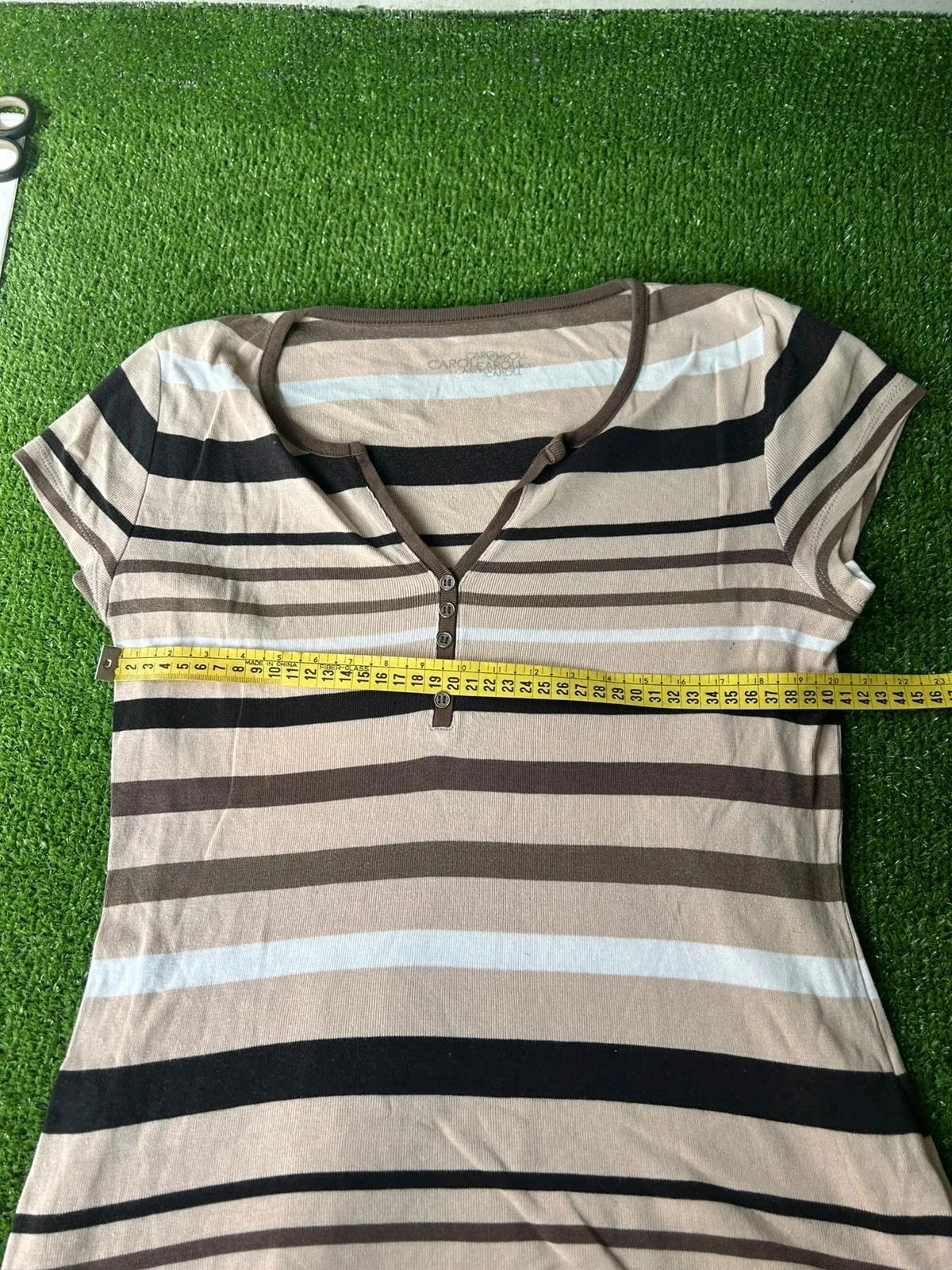 T-shirt listrado bege vintage Caroll tamanho 40 – photo 6